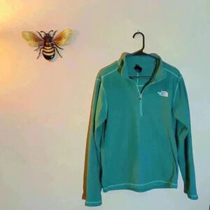 The North Face pull over quarter zip up, teal, small